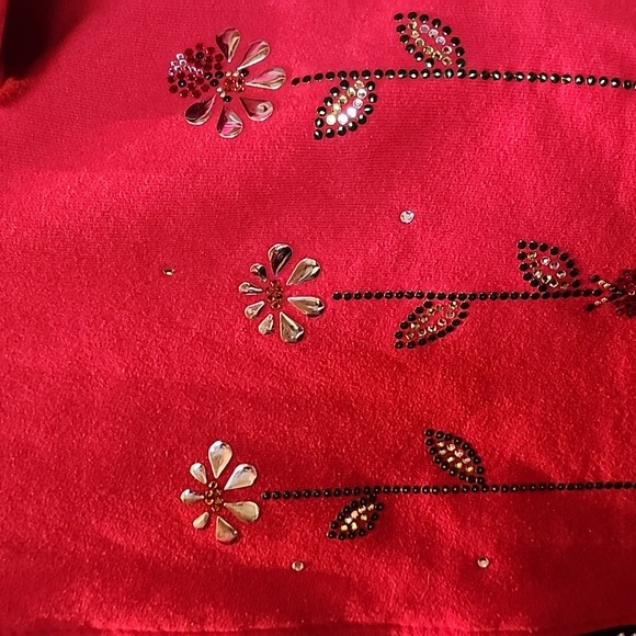 Vintage Christine Alexander red drop shoulder front zip embellished sweatshirt - Picture 4 of 10